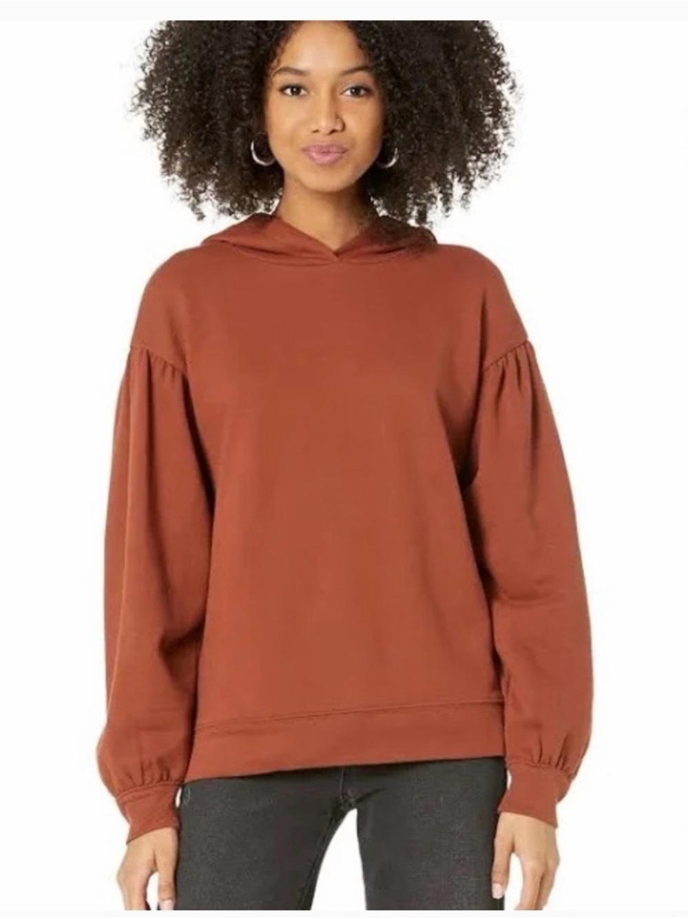 Madewell Pleat-Sleeve Hoodie Top Maple - EUC